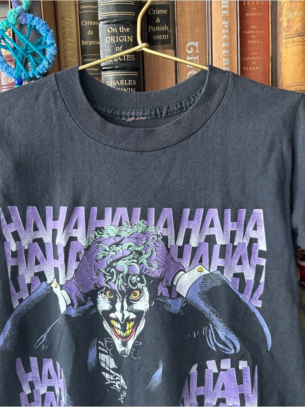 Vintage 1989 Black Joker Graphic Tee - Men's Comic Print Shirt - Picture 3 of 9